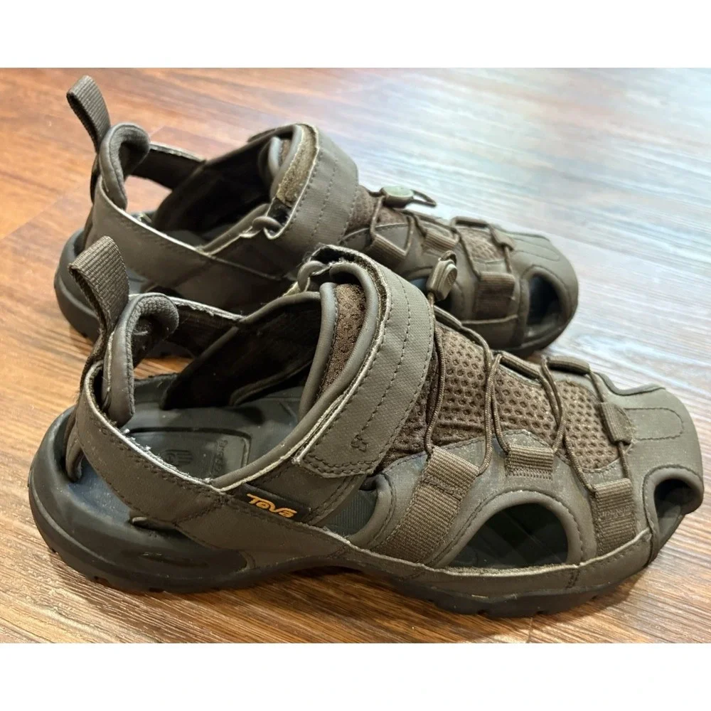 Teva‎ Mens Sandal Size US 8 Forbay 2 Brown Leather Bungee Hiking 1016308